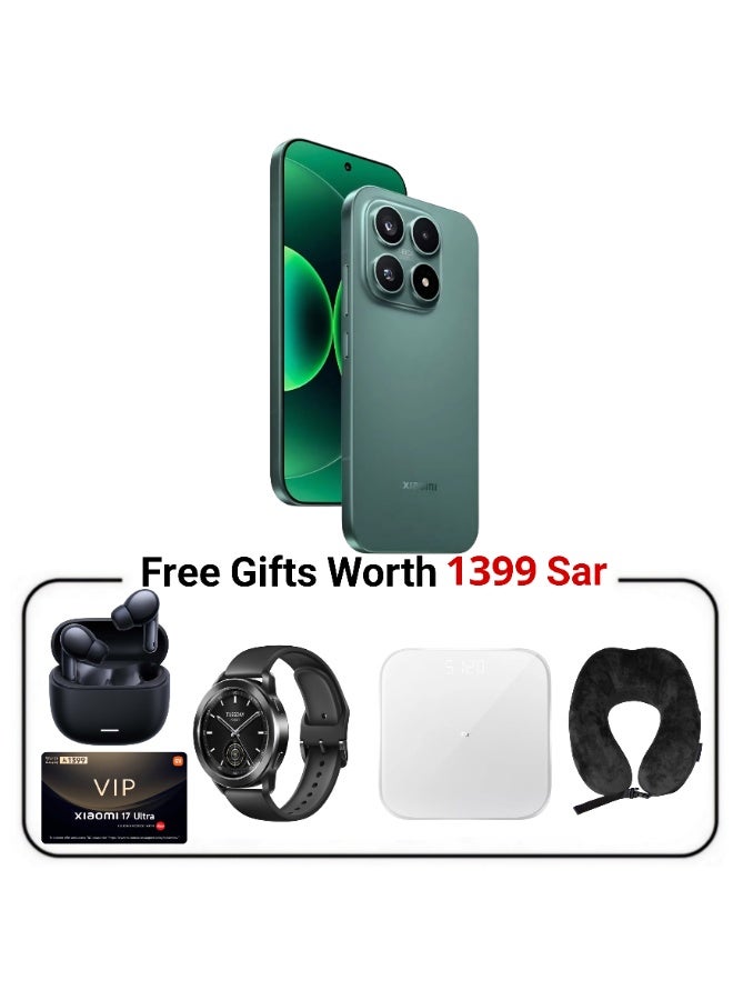 شاومي 17 Venture Green 12GB RAM 512GB 5G with FREE Gifts (Xiaomi Watch S3 + Virtual VIP Warranty Service Card + Xiaomi Scale + Redmi Buds 6 Lite + Xiaomi Pillow) - Middle East Version - Image 1