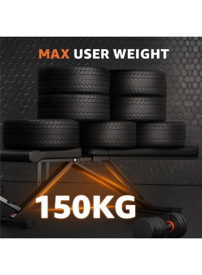 PowerMax Fitness PUB-96 Adjustable Weight Bench for Home Gym with Resistance band | 150KG Max Load | Multi-Purpose Flat Incline Decline (FID) Bench | Strength Training Exercise Workout | Steel Frame - Image 5
