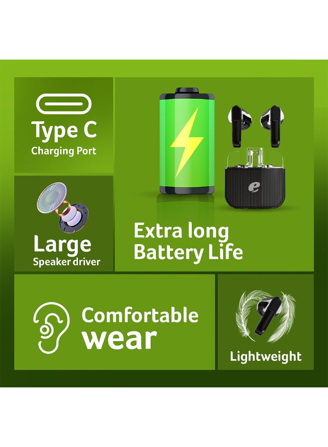 أيسر Wireless Earbuds – Transparent Design, Hi-Fi Surround Sound & Stable Connection - Universal Compatibility for iPhone, Samsung & Android - Black - Image 2