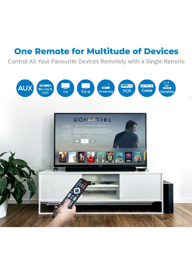 Philips 8-in-1 Universal Remote Control, Smart Learning Function, Compatible with 2000+ Brands, Ergonomic Design - Black - Image 5