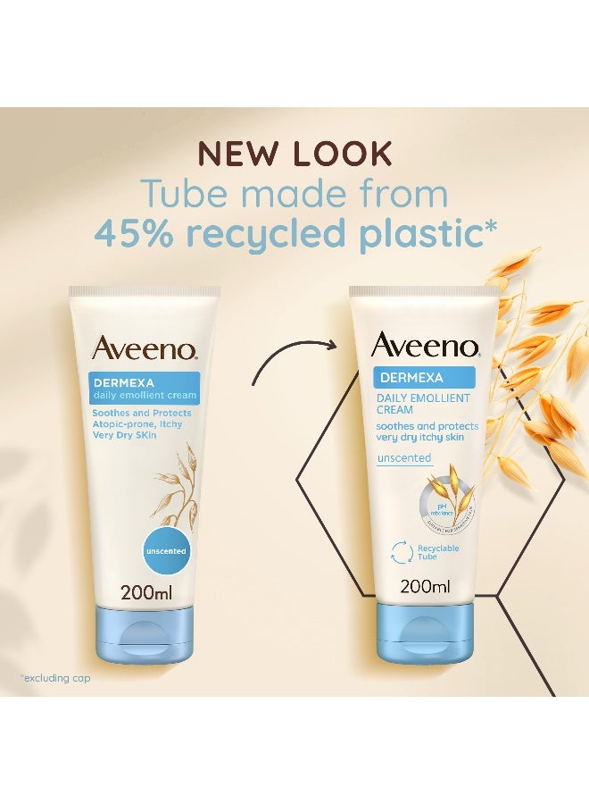 Aveeno Dermexa Daily Emollient Cream, With Prebiotic Triple Oat Complex & Ceramides, Moistures and Protects Very Dry, Itchy & Sensitive Skin, Suitable For People Prone to Eczema, 200ml - Image 5