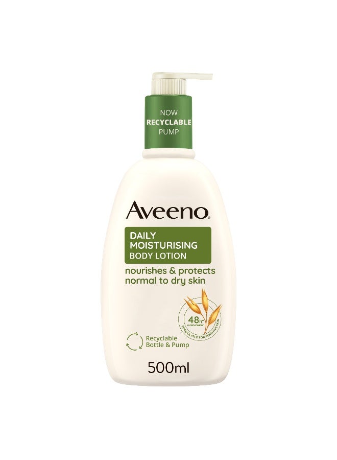 Aveeno Daily Moisturising Body Lotion, With Soothing Oats & Rich Emollients, Suitable For Sensitive Skin, Nourishes and Protects Skin, Fragrance Free, 500ml 500ml - Image 1