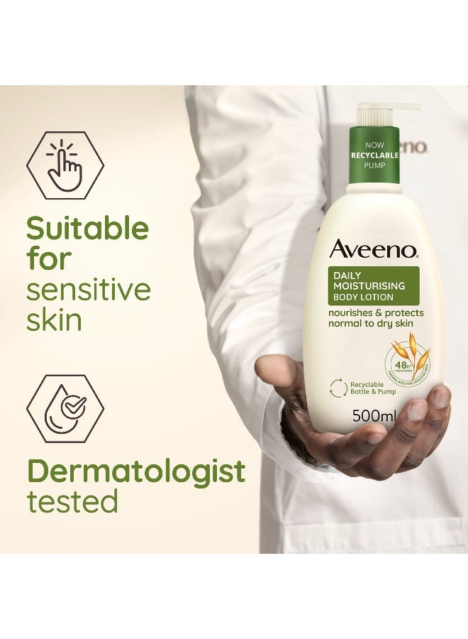 Aveeno Daily Moisturising Body Lotion, With Soothing Oats & Rich Emollients, Suitable For Sensitive Skin, Nourishes and Protects Skin, Fragrance Free, 500ml 500ml - Image 4