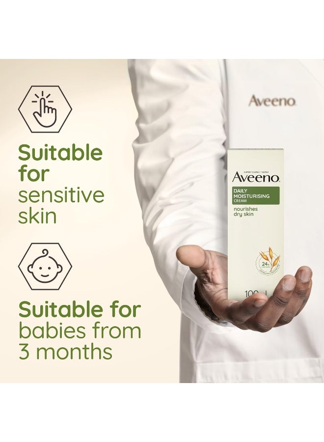 Aveeno Daily Moisturizing Cream with Nourishing Oat, Unscented, Suitable for Sensitive Skin, Nourishes Dry Skin, 24H Moisturization, Clinically Proven, Dermatologically Tested, 100ml 100ml - Image 4