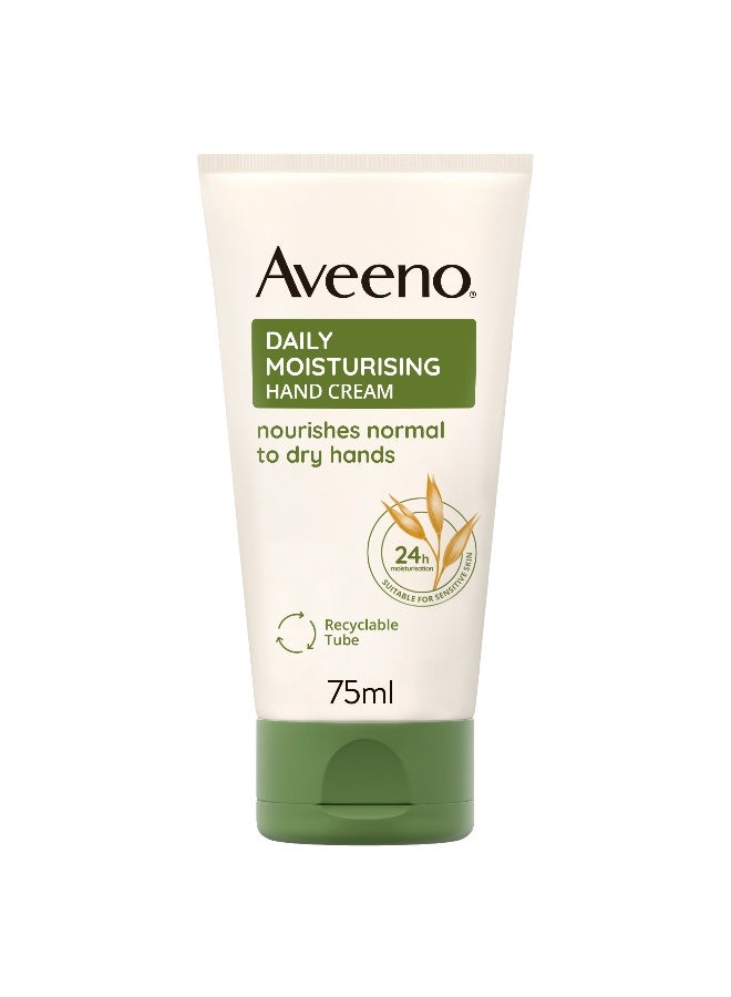 Aveeno Daily Moisturising Hand Cream, With Nourishing Oat, Suitable For Sensitive Skin, 24-Hour Moisturisation, Protects Hands From Dryness, Unscented Non-Greasy And Fast Absorbing Formula 75ml - Image 1