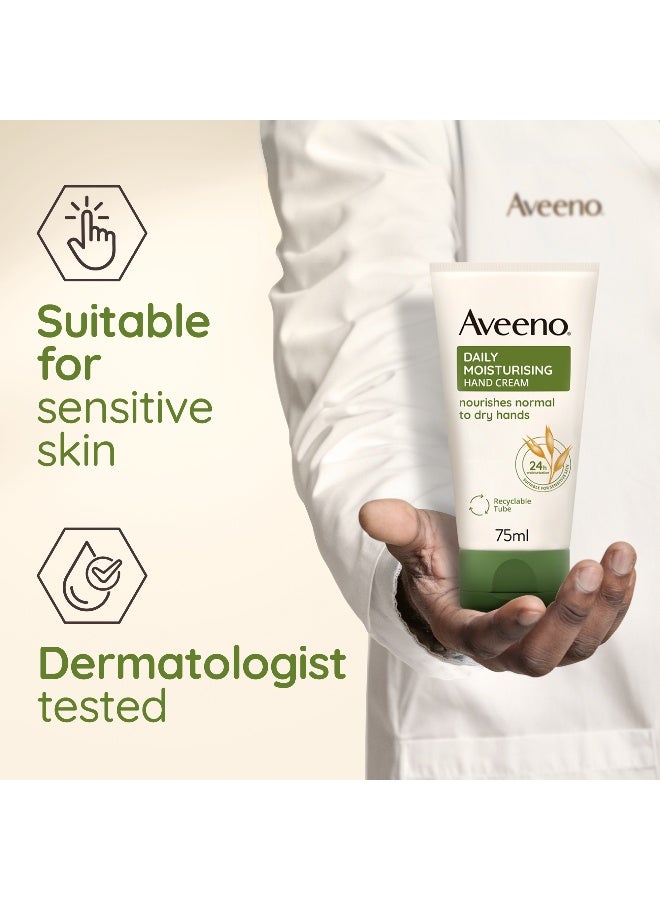 Aveeno Daily Moisturising Hand Cream, With Nourishing Oat, Suitable For Sensitive Skin, 24-Hour Moisturisation, Protects Hands From Dryness, Unscented Non-Greasy And Fast Absorbing Formula 75ml - Image 4