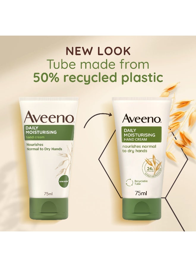 Aveeno Daily Moisturising Hand Cream, With Nourishing Oat, Suitable For Sensitive Skin, 24-Hour Moisturisation, Protects Hands From Dryness, Unscented Non-Greasy And Fast Absorbing Formula 75ml - Image 5