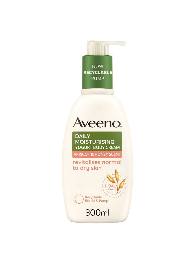 Aveeno Daily Moisturising Yogurt Body Cream, Apricot & Honey Scent, With Nourishing Oat And Greek Yogurt, Suitable For Sensitive Skin, Revitalises Normal To Dry Skin 300ml - Image 1