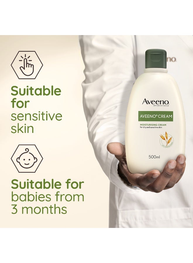 Aveeno Moisturizing Cream With Colloidal Oatmeal, Suitable For Relieving Dry, Sensitive And Eczema-Prone Skin, Unscented Formula 500ml - Image 4