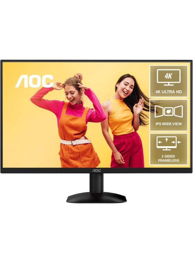 AOC 27-Inch 4K UHD Monitor – 3840×2160 @ 60Hz, IPS Panel, DisplayPort & HDMI, Ultra-Thin Bezel, Flicker-Free, Low Blue Light, Adjustable Stand U27B35-69 Black - Image 1