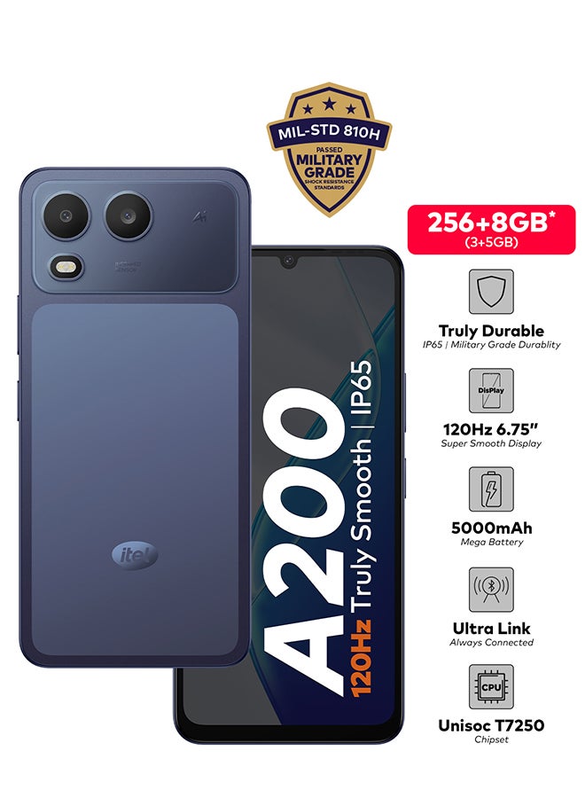 ITEL A200 Dual SIM Nightly Blue 3+5GB RAM 256GB 4G - Middle East Version - Image 2