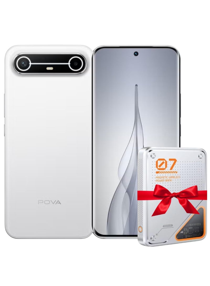 تكنو بوڤا سليم 5G ثنائي الشريحة سليم أبيض 8 جيجابايت رام 256 جيجابايت 5G مع بنك طاقة لاسلكي تيكنو مجاني - نسخة الشرق الأوسط - Image 1