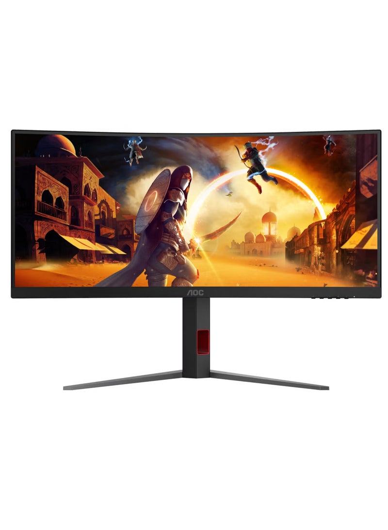 AOC CU34G4H 34” Ultrawide Curved Gaming Monitor, UWQHD 3440×1440, 1500R, 180Hz/200Hz, 0.3ms MPRT, Fast VA, FreeSync Premium, G-Sync, HDR10, Height Adjustable, Black Black - Image 1