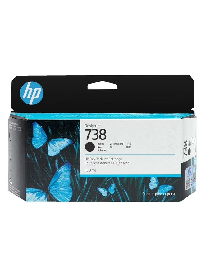HP 738 Black Design Jet Ink Cartridge, 130MLExceptional Print Quality, Versatile Applications, Convenient Standard Capacity | 498N4A black - Image 1