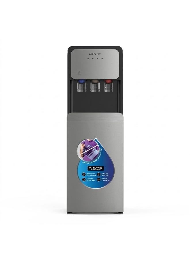 كروم KR-WDBL1003TSP موزع مياه تحميل سفلي – 3 صمامات (ساخن، عادي، بارد) – تبريد بالكمبريسور – قفل أمان للأطفال – خزان من الفولاذ المقاوم للصدأ - رمادي/أسود - Image 1