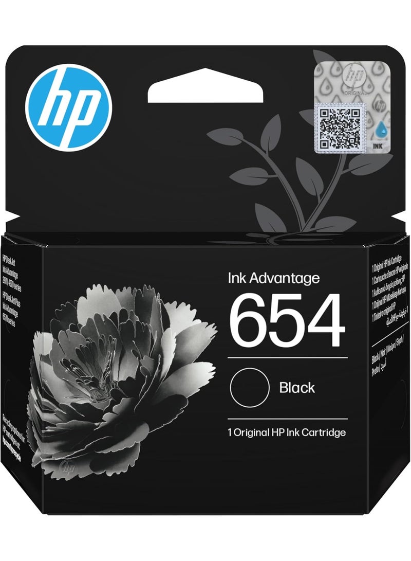 HP 654 Black Original Ink Advantage Cartridge | 400 pages | DeskJet IA 2975, IA 2976, IA 2978, IA 4376|7FP39UE Black - Image 1