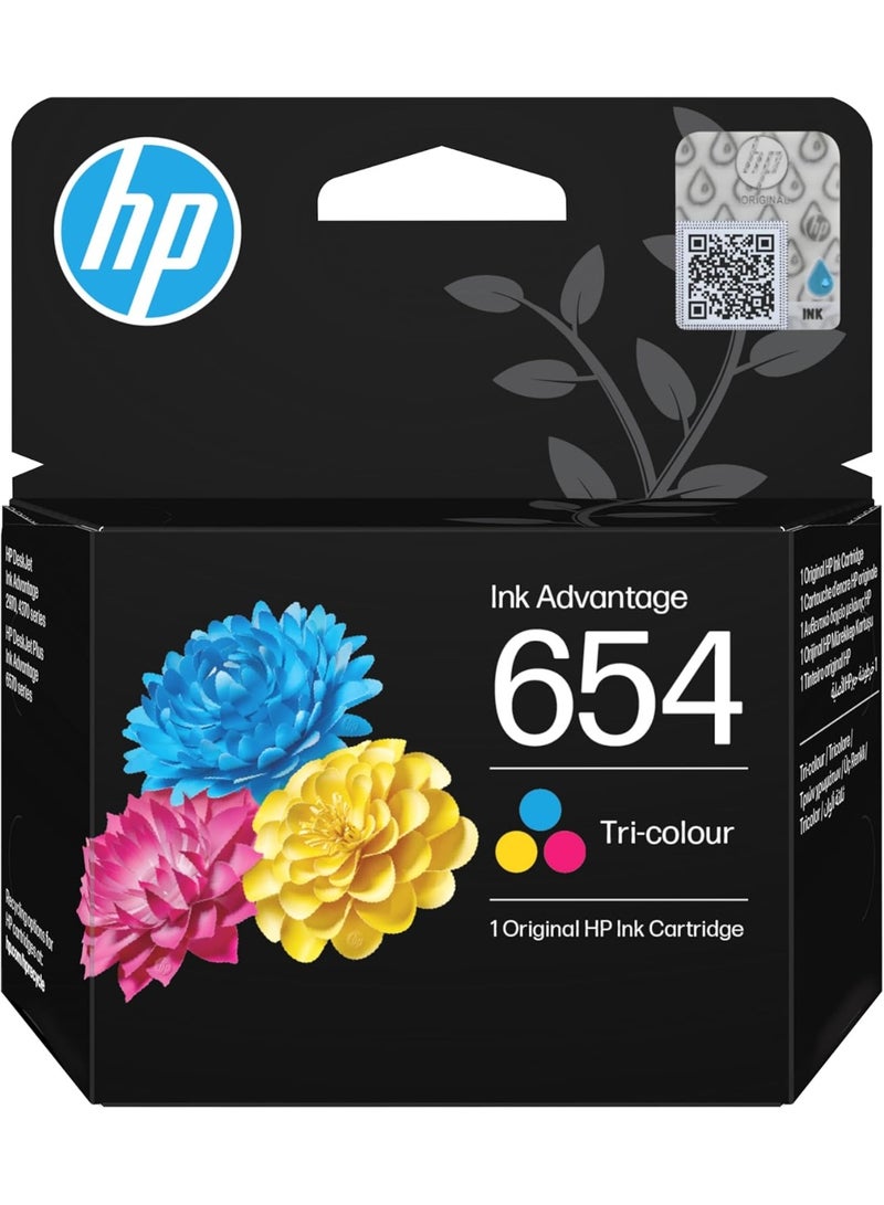 HP 654 Tri-color Original Ink Advantage Cartridge| 200 pages| DeskJet IA 2975, IA 2976, IA 2978, IA 4376|7FP38UE Black,Cyan,Magenta - Image 1