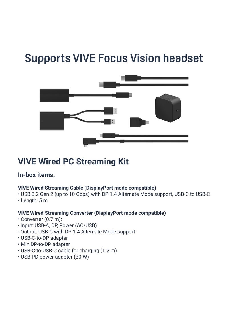إتش تي سي مجموعة البث السلكي للكمبيوتر من Vive لجهاز Vive Focus Vision VR – متوافقة مع وضع DisplayPort - Image 2