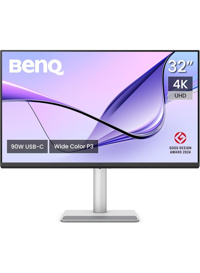 BenQ MA320U 32" 4K 3840x2160 Monitor for MacBook Pro/Air, Dual USB-C, 90W Power Delivery, Mac Color Match, USB Hub, Brightness & Volume Control on Mac, Height & Tilt Adjustable Stand silver - Image 1