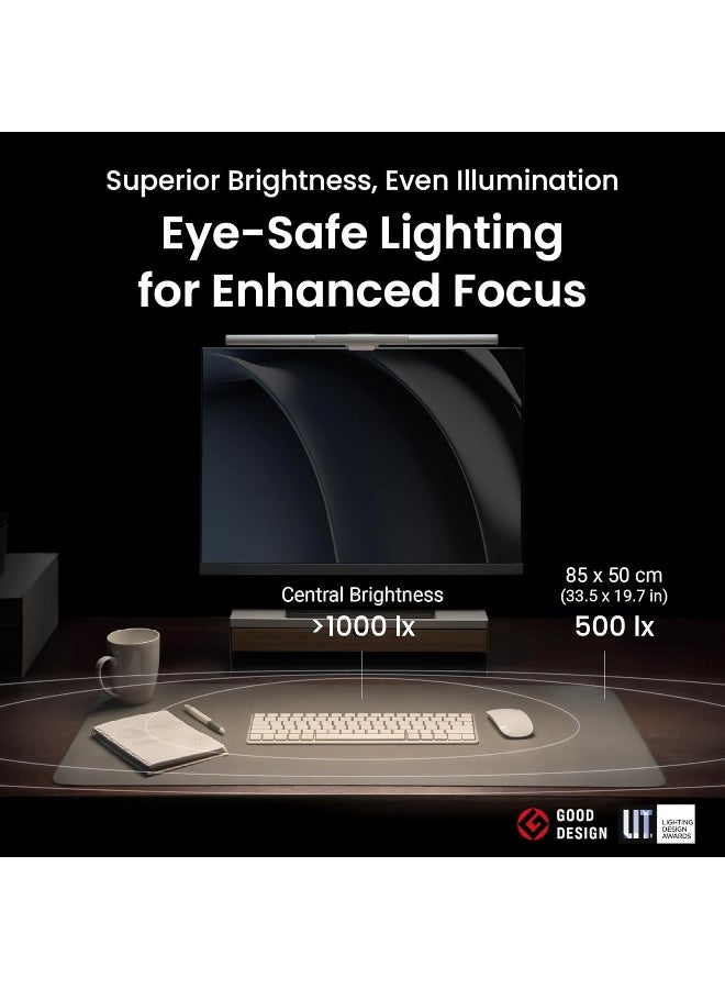 BenQ ScreenBar Pro LED Monitor Light (Black)/Ultrawide Illumination/Motion Sensor/Adjustable Brightness and Color Temperature/Eye-Care Light Bar/No Screen Glare/Space Saving/Curved Monitors/USB-C black - Image 3