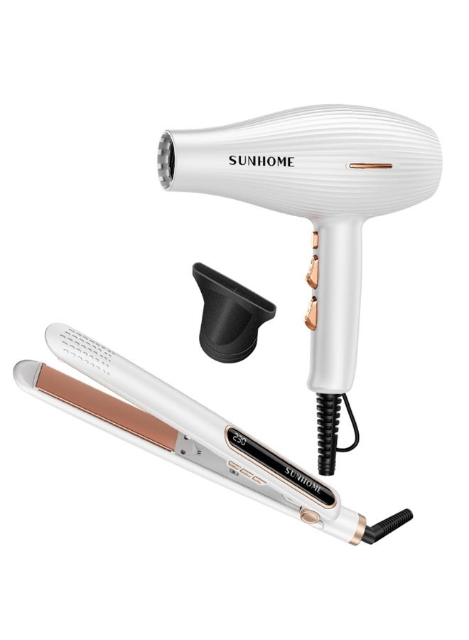 Sunhome 3-Piece Professional Hair Dryer With Straightener Set white - Image 4