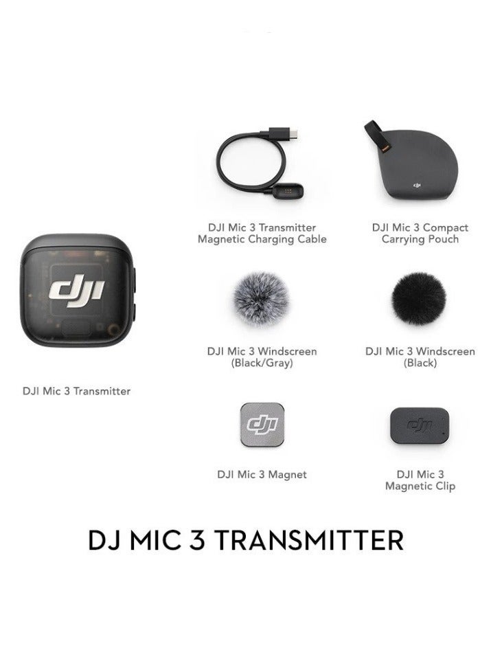 dji Mic 3 Transmitter, Wireless Mini Microphone for iPhone/Camera/Android, Lightweight & Intuitive, Lavalier Microphone, 32-bit Float, Integrated Timecode, Vlog, Interview, Streaming DJI Mic 3 Transmitter Grey - Image 2