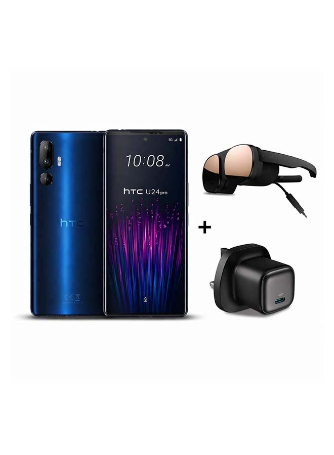 HTC U24 Pro Dual SIM 5G Smartphone 12GB RAM 512GB Blue + Vive Flow VR + Adapter - Middle East Version - Image 1