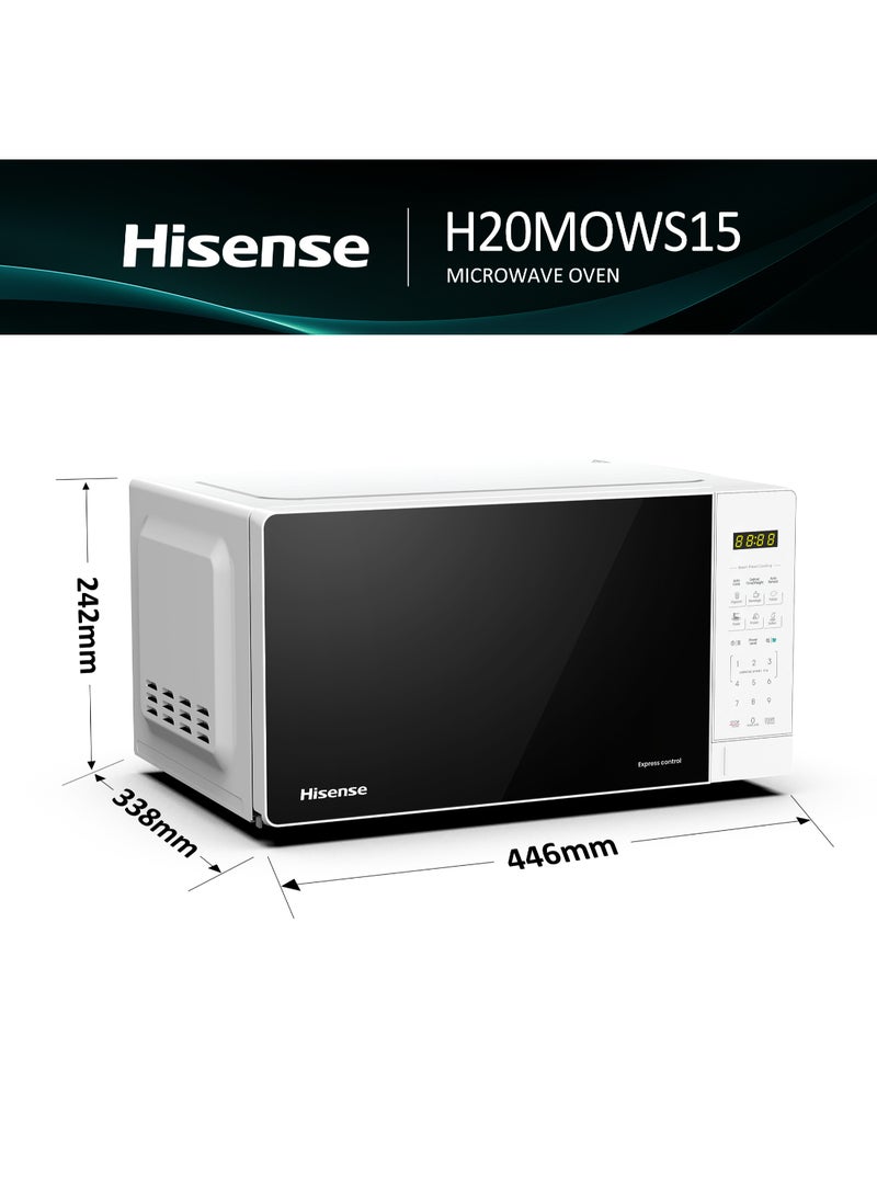 Hisense 20L Solo Microwave Oven, 700W Output Power, Express Start, 24 Present Menus, Membrane Digital Control, 10 Power Levels, Defrost Function, Door Safety Lock, (H20MOWS15 White) 20 L 700 W H20MOWS15 White - Image 2