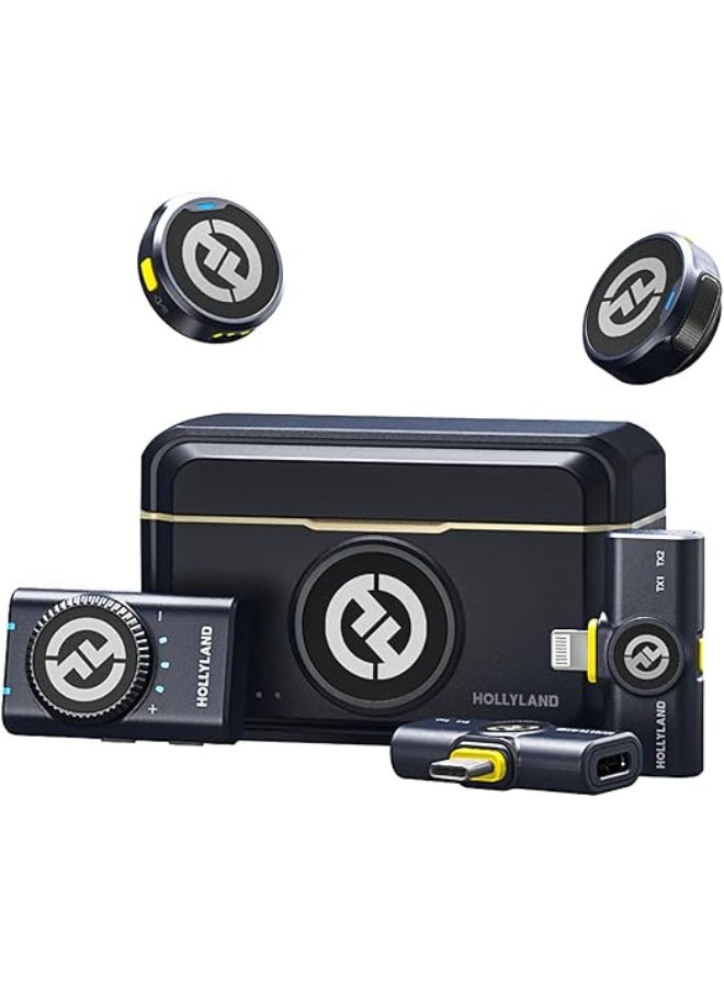 هولي لاند ميكروفون هولي لاند LARK M2 اللاسلكي لجهاز آيفون وأندرويد والكاميرا، جودة صوت Hi-Fi 48KHz 24Bit، مدى 1000 قدم، إلغاء الضوضاء، مدة 40 ساعة للتدوين، يوتيوب، البث المباشر - Image 1