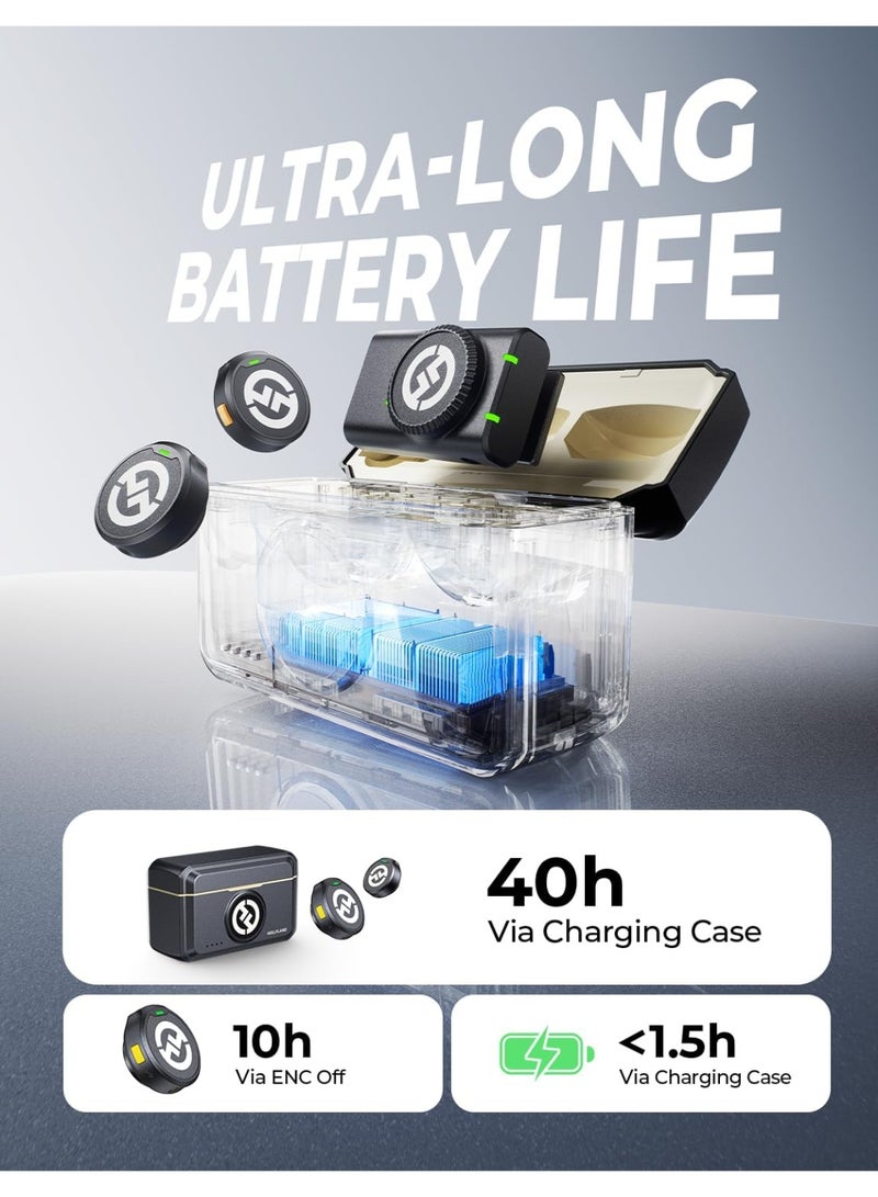 هولي لاند ميكروفون هولي لاند LARK M2 اللاسلكي لجهاز آيفون وأندرويد والكاميرا، جودة صوت Hi-Fi 48KHz 24Bit، مدى 1000 قدم، إلغاء الضوضاء، مدة 40 ساعة للتدوين، يوتيوب، البث المباشر - Image 5