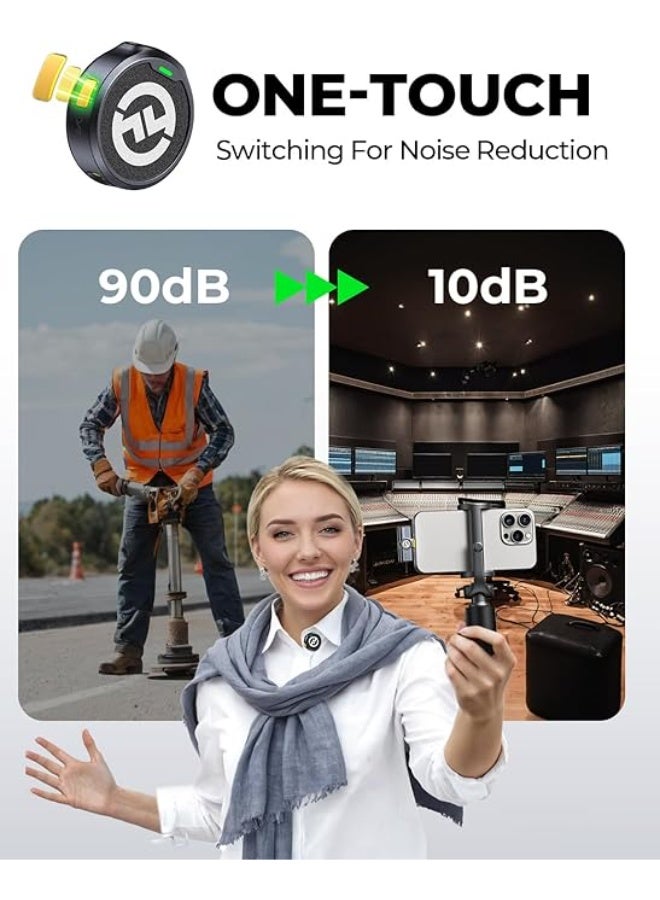 هولي لاند ميكروفون هولي لاند LARK M2 اللاسلكي لجهاز آيفون وأندرويد والكاميرا، جودة صوت Hi-Fi 48KHz 24Bit، مدى 1000 قدم، إلغاء الضوضاء، مدة 40 ساعة للتدوين، يوتيوب، البث المباشر - Image 3