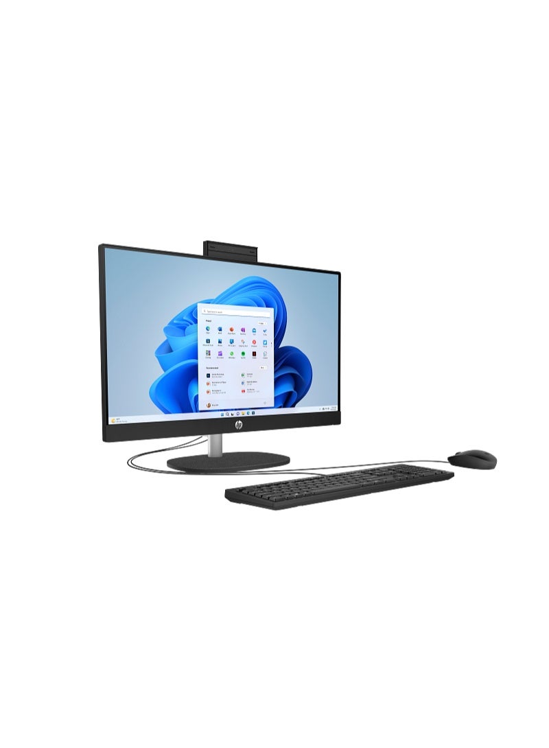 HP حاسوب مكتبي شامل 24-cr0126nh، شاشة تعمل باللمس FHD IPS مقاس 24 بوصة، معالج Intel Core i7-1355U، 8 جيجابايت RAM، 512 جيجابايت SSD، رسومات Intel Iris Xe، لوحة مفاتيح وفأرة سلكية، بدون نظام تشغيل، أسود لامع | 91H33EA - Image 1