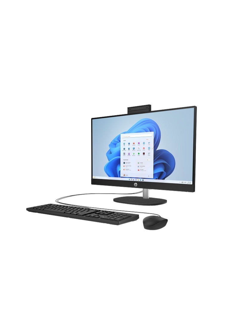 HP حاسوب مكتبي شامل 24-cr0126nh، شاشة تعمل باللمس FHD IPS مقاس 24 بوصة، معالج Intel Core i7-1355U، 8 جيجابايت RAM، 512 جيجابايت SSD، رسومات Intel Iris Xe، لوحة مفاتيح وفأرة سلكية، بدون نظام تشغيل، أسود لامع | 91H33EA - Image 2