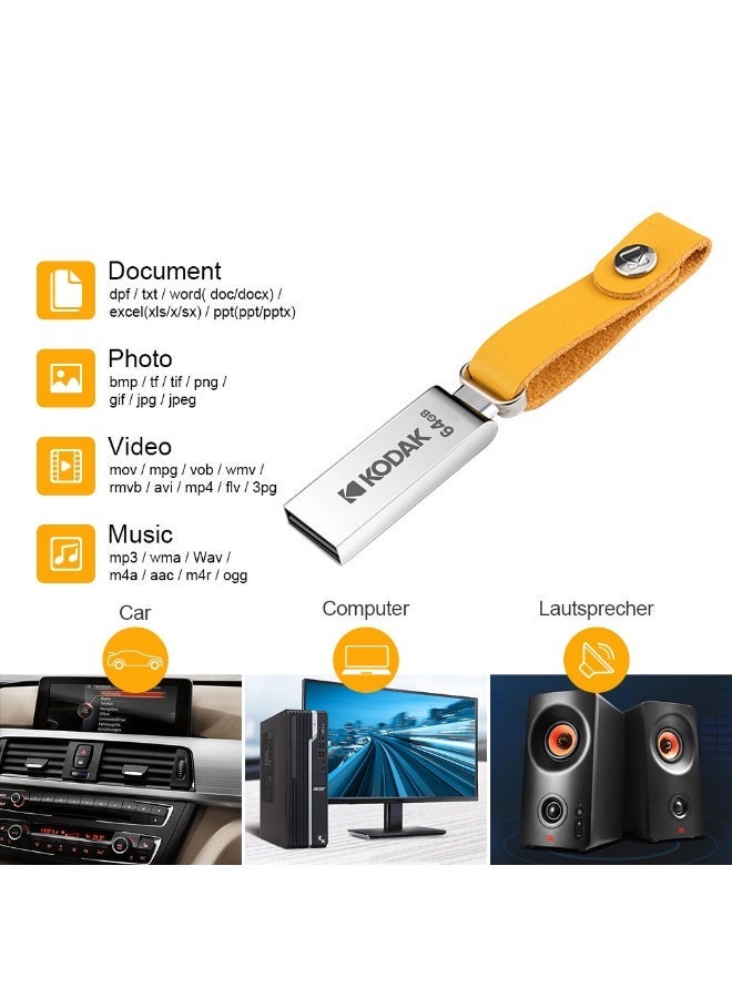كوداك K122 فلاش درايف معدني USB 2.0، سرعة قراءة/كتابة عالية، محمول للغاية، توافق عالمي مع أجهزة الكمبيوتر، صوت السيارة واستخدام المكتب - - Image 4