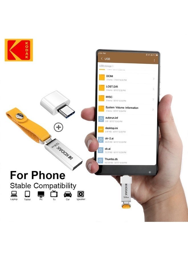 كوداك K122 فلاش درايف معدني USB 2.0، سرعة قراءة/كتابة عالية، محمول للغاية، توافق عالمي مع أجهزة الكمبيوتر، صوت السيارة واستخدام المكتب - - Image 3