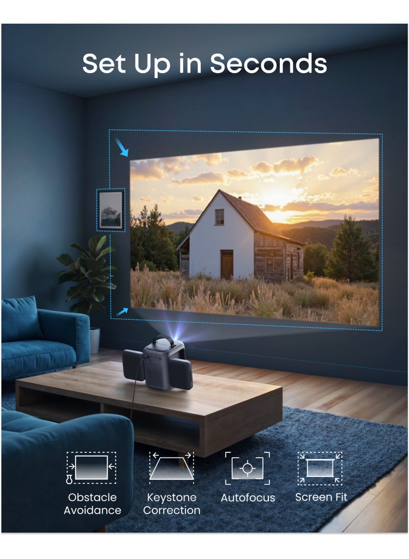 Soundcore Nebula P1i Smart Projector with WiFi and Bluetooth, Flippable Speakers, 2.0 Dolby Audio, 380 ANSI Lumens, Full HD 1080P, All-Glass Lenses, Dual 10W Stereo, GTV, Portable D2200211 Black - Image 5