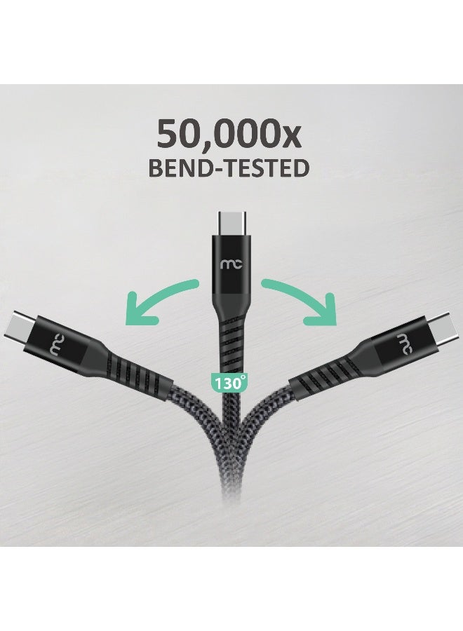ماي كاندي C-D100A2C كابل شحن ونقل بيانات مضفر USB-A إلى USB-C، أسود - Image 3