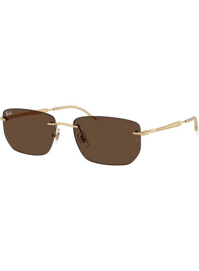 Ray-Ban RB3768 001/73 Size 56mm Rimless Rectangular Sunglass, Gold (Arista) Frame / Dark Brown Lenses - Image 1