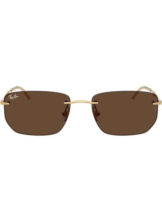 Ray-Ban RB3768 001/73 Size 56mm Rimless Rectangular Sunglass, Gold (Arista) Frame / Dark Brown Lenses - Image 3