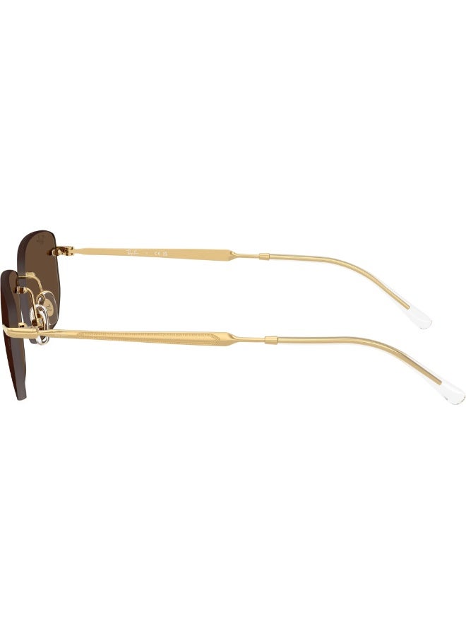 Ray-Ban RB3768 001/73 Size 56mm Rimless Rectangular Sunglass, Gold (Arista) Frame / Dark Brown Lenses - Image 2