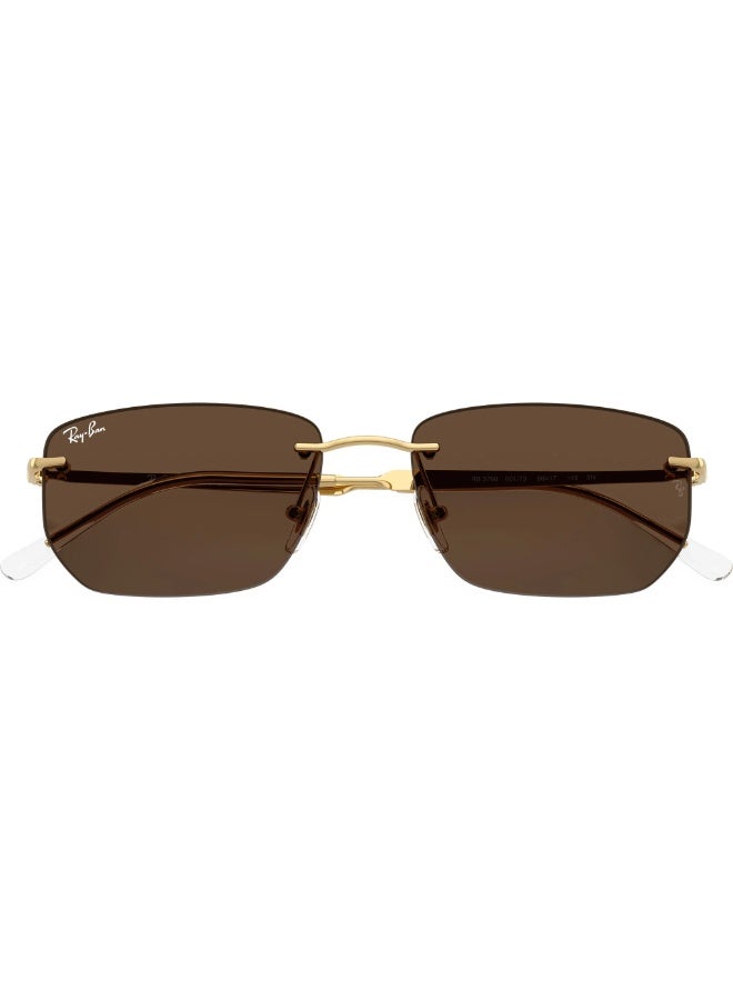 Ray-Ban RB3768 001/73 Size 56mm Rimless Rectangular Sunglass, Gold (Arista) Frame / Dark Brown Lenses - Image 4