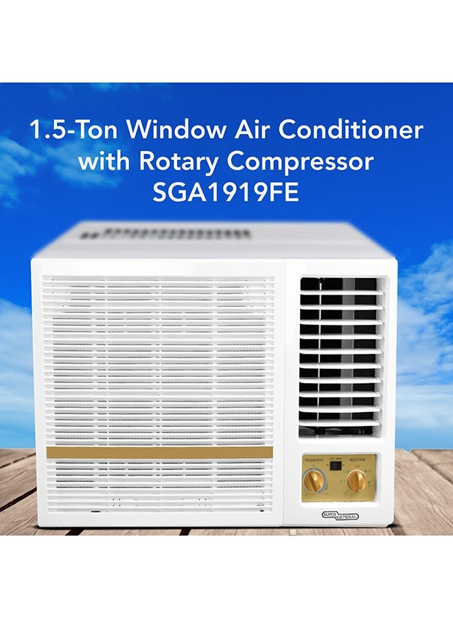 Super General 1.5 Ton Window Air Conditioner, T3 Rotary Compressor, T1- 18400 BTU, T3- 15800 BTU, Energy Efficient R-410A Refrigerant, Fresh Air Ventilation, Low Noise, Durable Design, White, SGA1919FE SGA1919FE white - Image 2