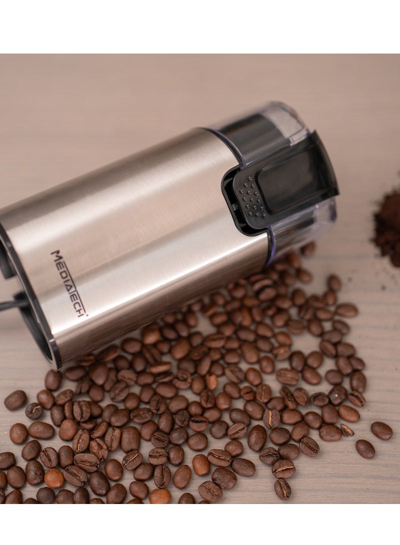 Mediatech Spice and Coffee Grinder, 150 Watt,  Stainless Body,Stainless Blades , MT-CG904- Silver 150 W MT-CG904 - Image 5