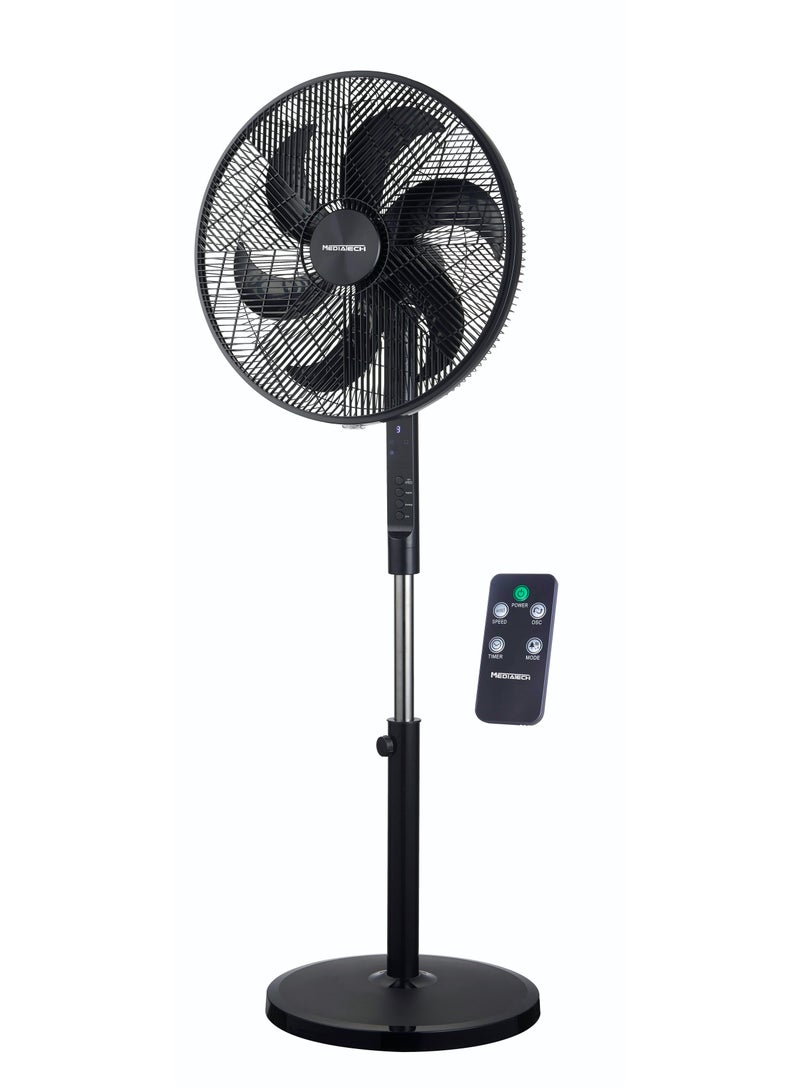 Mediatech Cool Cool 18 Inch stand fan , 75 W ,Silent ForceTechnology with   6 Blades , 3 Speed Settings ,  High-Efficiency copper Motor,Remote control included, Black, MT-SF42R 75 W MT-SF42R black - Image 4