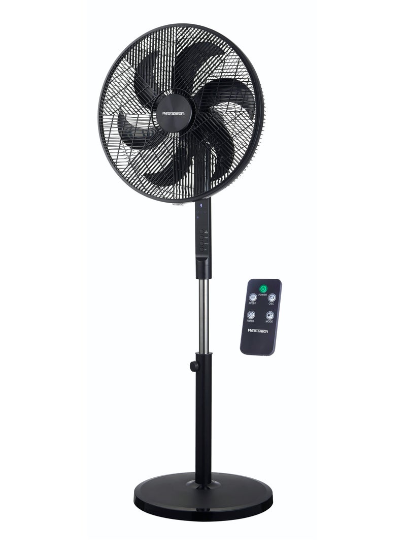 Mediatech Cool Cool 18 Inch stand fan , 75 W ,Silent ForceTechnology with   6 Blades , 3 Speed Settings ,  High-Efficiency copper Motor,Remote control included, Black, MT-SF42R 75 W MT-SF42R black - Image 1