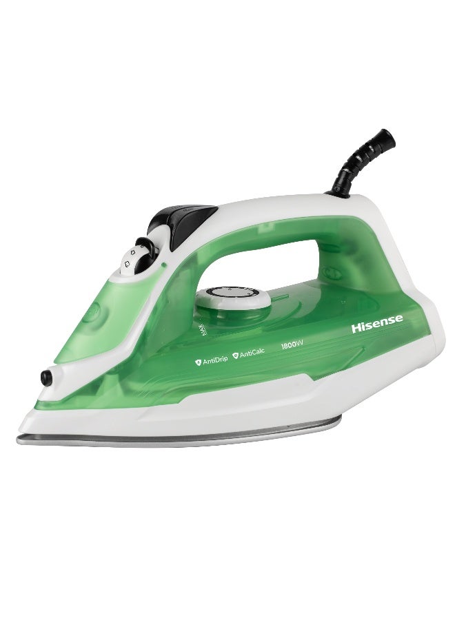 هايسنس مكواة بخارية كهربائية 1800 واط مضادة للتنقيط، انزلاق سلس، إنتاج بخار، مضادة للتكلس - Image 1
