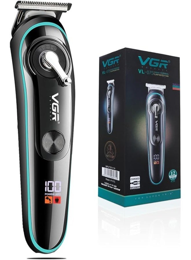 في جي آر VGR V-075 Limited Edition Professional Hair Trimmer with LED Display, 4 Guide Combs for Men (3,6,9,12 mm, ) - Image 1