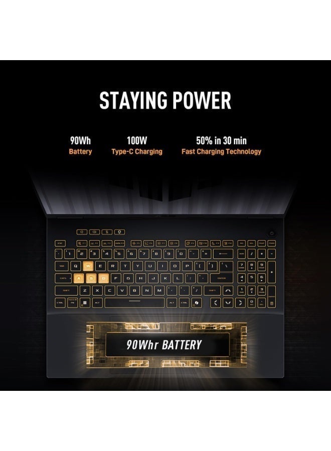 أسوس لابتوب TUF Gaming F16، NVIDIA RTX 5070 GDDR7، معالج Intel الجيل 14 i7-14650HX، شاشة 16" FHD+ 165Hz مضادة للتوهج، لوحة مفاتيح مضاءة RGB، 16 جيجابايت DDR5، 1 تيرابايت SSD الجيل 4، ويندوز 11 برو (FX608JPR - WH74) - Image 5