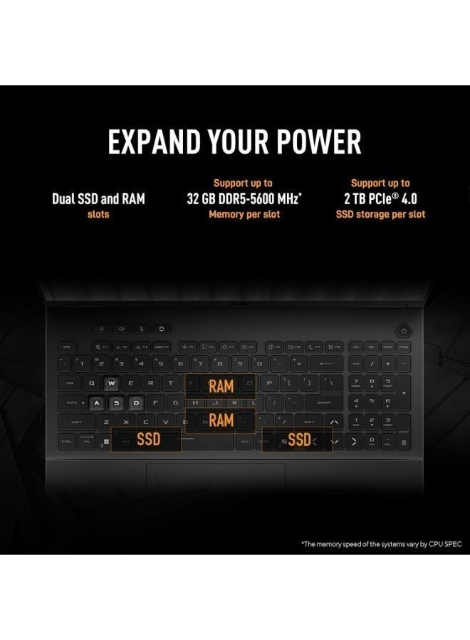 أسوس لابتوب TUF Gaming F16، NVIDIA RTX 5070 GDDR7، معالج Intel الجيل 14 i7-14650HX، شاشة 16" FHD+ 165Hz مضادة للتوهج، لوحة مفاتيح مضاءة RGB، 16 جيجابايت DDR5، 1 تيرابايت SSD الجيل 4، ويندوز 11 برو (FX608JPR - WH74) - Image 4
