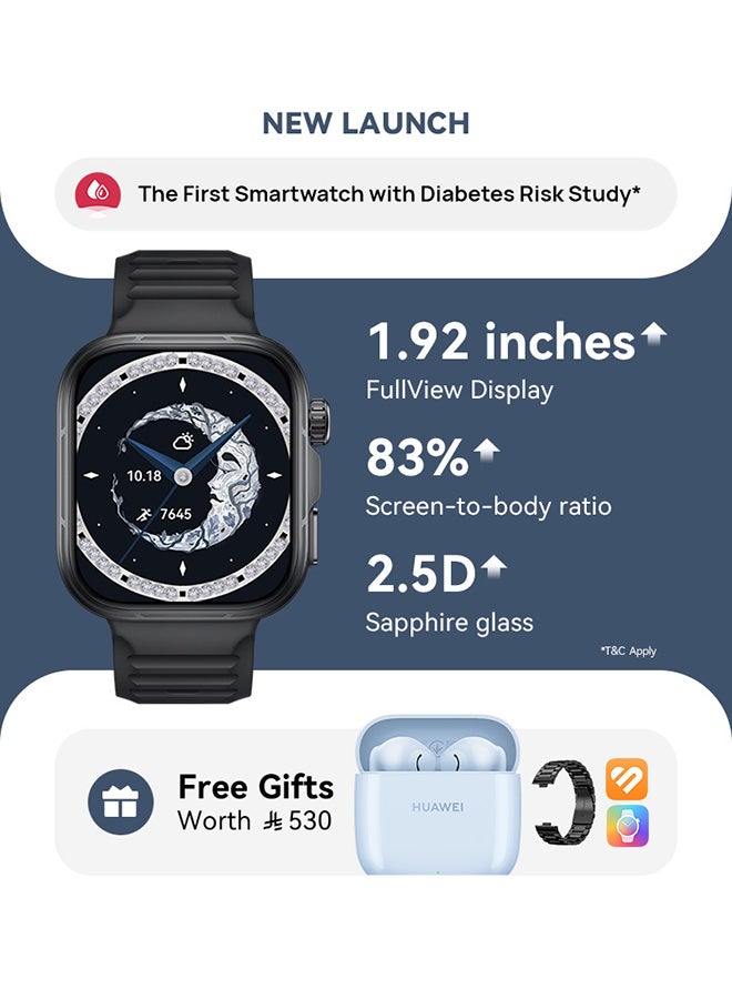 HUAWEI WATCH FIT 5 Pro Smartwatch, 1.92" FullView Display, Diabetes Risk Study, Mini Workout, ECG, Heart Rate&Sleep Monitor, NFC, iOS & Android with Free Earbuds + Strap+ Watch Faces + HUAWEI Health+, black - Image 1